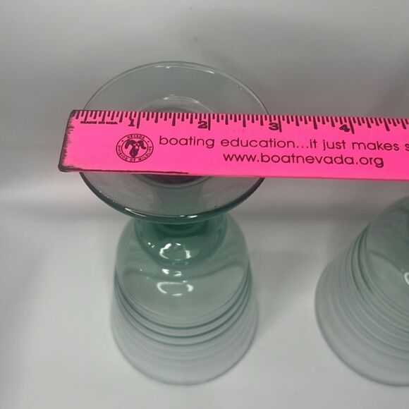 Libby Glass Company Sirrus Water Goblets Glasses Set 2 Insulator Vintage Green - Picture 4 of 8